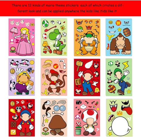 36 Pieces Make-a-Face Stickers Pack, Mixed & Matched with 12 Designed Characters (3 of Each) Stickers, Make Your Own Stickers for Kids Teens Party Decoration, Reward, Decor, Gift Idea 684 in Saudi Arabia