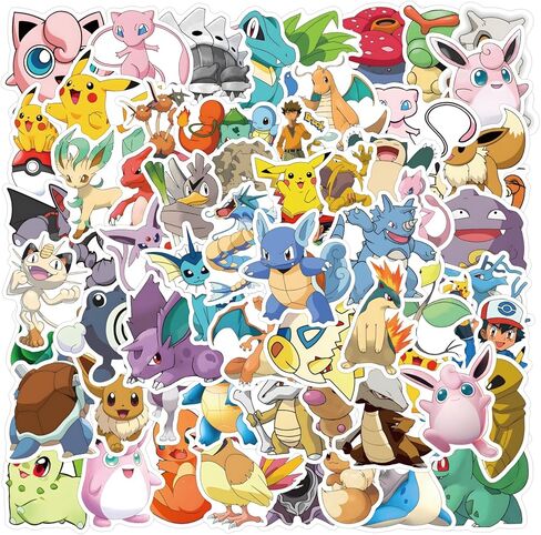100PCS Pokemon Stickers for Kids, Waterproof Durable Cute Cartoon Pokemon Vinyl Decals for Laptops Phones Skateboards Luggage - Assorted Funny Stickers for Teens Gifts Party Favors in Kuwait