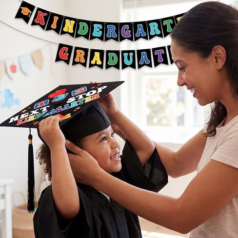 Knitgrip 12 Pcs Graduation Cap Topper Craft for Kindergarten Preschool Graduation DIY Craft Next Stop Kindergarten Graduat Caps Stickers Decoration Congrats Grad Stickers Set (Black) in Kuwait
