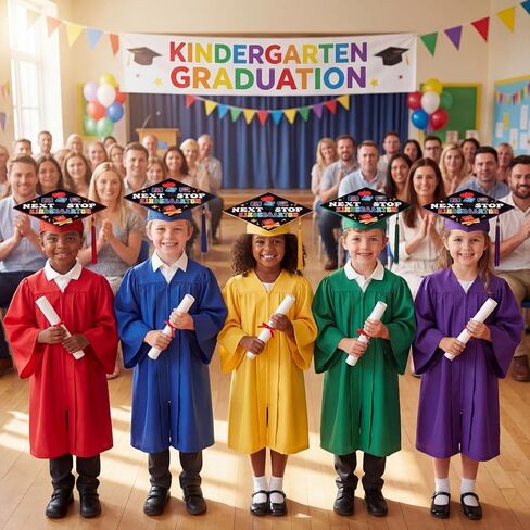 Knitgrip 12 Pcs Graduation Cap Topper Craft for Kindergarten Preschool Graduation DIY Craft Next Stop Kindergarten Graduat Caps Stickers Decoration Congrats Grad Stickers Set (Black) in Kuwait