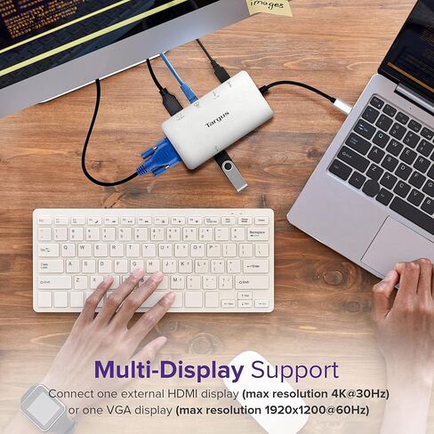 Targus USB-C Alt Mode Single Video 4K HDMI/VGA Adapter, Ethernet, 2 x USB-A with 100W Power Delivery Pass-Thru (DOCK419EUZ) in Saudi Arabia