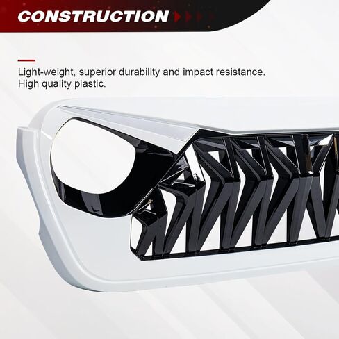 شبكة القرش الأمامية متوافقة مع 2018-2025 Jeep Wrangler JL JLU Gladiator JT، مع مصابيح إشارة الانعطاف DRL، أبيض أسود in Kuwait