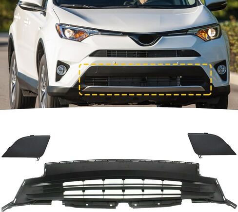 المصد الأمامي السفلي مصبغة تناسب 2016 2017 2018 تويوتا RAV4 LE/XLE أسود الجبهة السفلى الشواية غطاء مدخل الهواء استبدال ل 531130R060 ، TO1036166 in Kuwait