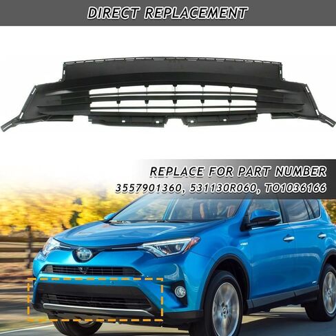 المصد الأمامي السفلي مصبغة تناسب 2016 2017 2018 تويوتا RAV4 LE/XLE أسود الجبهة السفلى الشواية غطاء مدخل الهواء استبدال ل 531130R060 ، TO1036166 in Kuwait