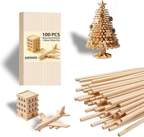 Square Wooden Dowels, Basswood Sticks, 100PCS, 1/8" X 1/8" X 12", Square Dowels Perfect for DIY Projects, Crafts, Art Projects in Saudi Arabia