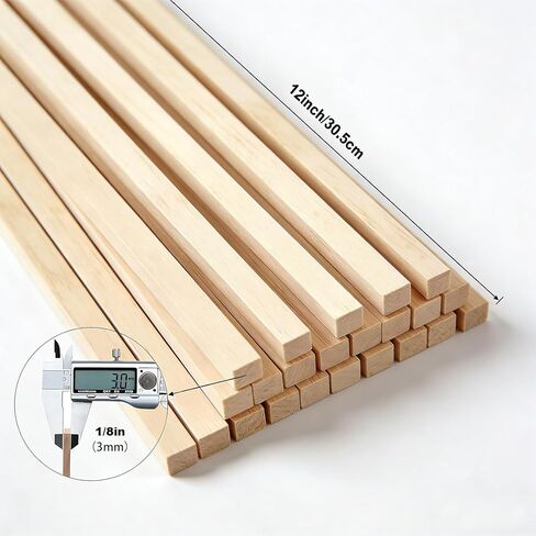 Square Wooden Dowels, Basswood Sticks, 100PCS, 1/8" X 1/8" X 12", Square Dowels Perfect for DIY Projects, Crafts, Art Projects in Saudi Arabia