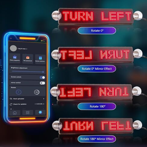 تطبيق لوحة رسائل LED للتمرير LED للسيارة قابل للبرمجة للسيارة والمتجر والمتجر (أخضر) in Saudi Arabia