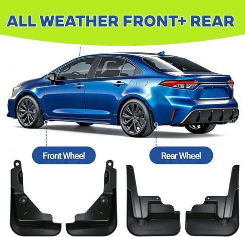 اللوحات الطينية لسيارة Toyota Corolla Sedan SE LE 2020-2026، واقيات الطين المحسنة لإطارات العجلات تناسب الملحقات الخارجية لـ Corolla، 4 قطع واقي الإطارات Mudflaps بدون حفر تثبيت OEM درابزين in Kuwait