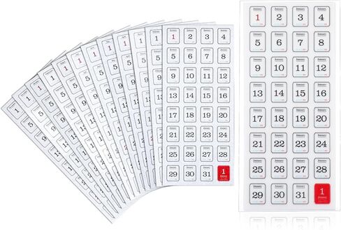 12 Monthly Calendar Number Stickers,24Pcs Monthly Date Stickers,Small Planner Number Sticker for Customizing Undated Planners Notebooks in Kuwait