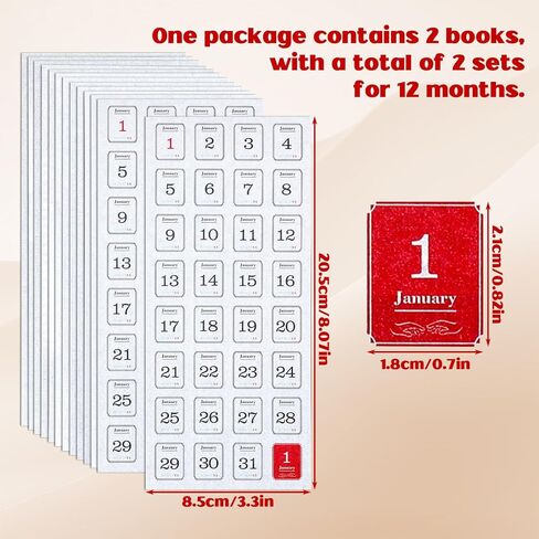 12 Monthly Calendar Number Stickers,24Pcs Monthly Date Stickers,Small Planner Number Sticker for Customizing Undated Planners Notebooks in Kuwait