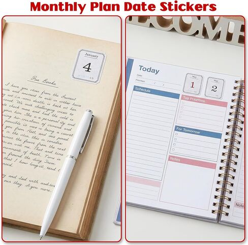 12 Monthly Calendar Number Stickers,24Pcs Monthly Date Stickers,Small Planner Number Sticker for Customizing Undated Planners Notebooks in Kuwait