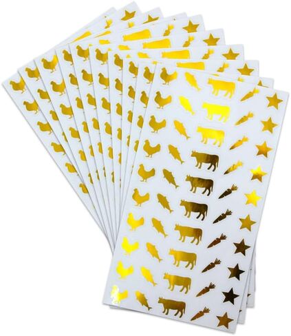 10 Sheets - 500 Qty Meal Stickers - Wedding Food Choice Labels for Place Cards, Featuring Chicken, Fish, Beef Options (Gold) in Saudi Arabia