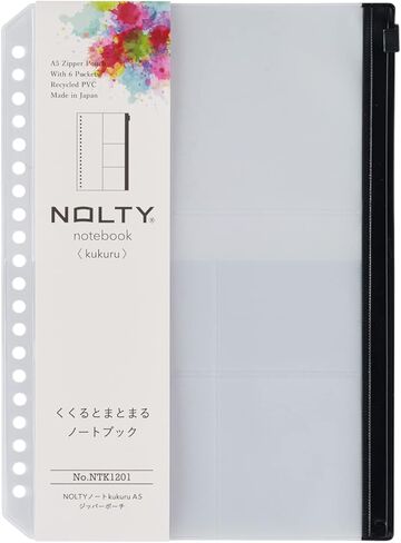 NOLTY kukuru A5 Zipper Pouch Notebook Cover with Slider Pocket, White, NTK1202 in Saudi Arabia