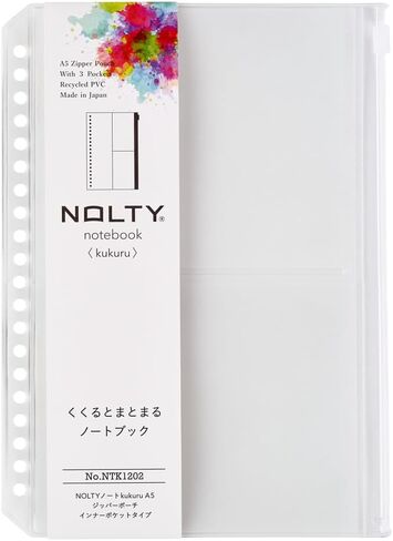 NOLTY kukuru A5 Zipper Pouch Notebook Cover with Slider Pocket, White, NTK1202 in Saudi Arabia