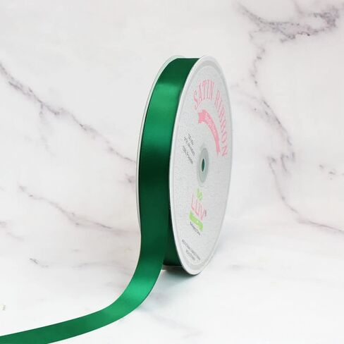 Creative Ideas Solid Satin Ribbon, 7/8" by 100 Yard, Emerald Green, Solid in Kuwait