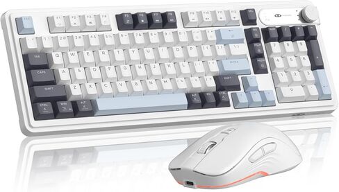 MageGee V990 Creamy Wireless Keyboard and Mouse Combo, 99 Keys RGB Backlit Rechargeable Quiet Gaming Keyboard, Adjustable Optical Mouse, with Number Pad, Keyboards Set for Desktop, Laptop, PC(White) in Saudi Arabia