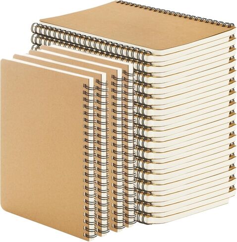 24 Pack A5 Bulk Spiral Notebooks with Kraft Cover, 8 x 5.9 Inch 120 Pages Spiral Lined Notebook Journal, Ruled Lined Travel Bulk Writing Paper Notebook for School Business Office Supplies in Kuwait