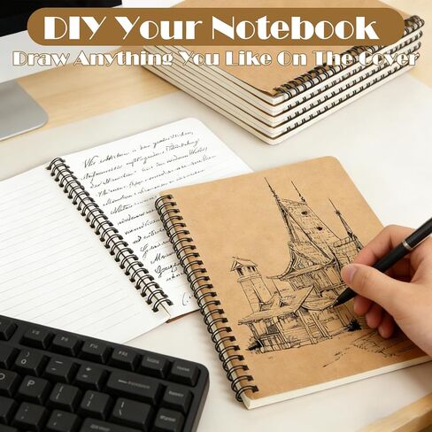 24 Pack A5 Bulk Spiral Notebooks with Kraft Cover, 8 x 5.9 Inch 120 Pages Spiral Lined Notebook Journal, Ruled Lined Travel Bulk Writing Paper Notebook for School Business Office Supplies in Kuwait