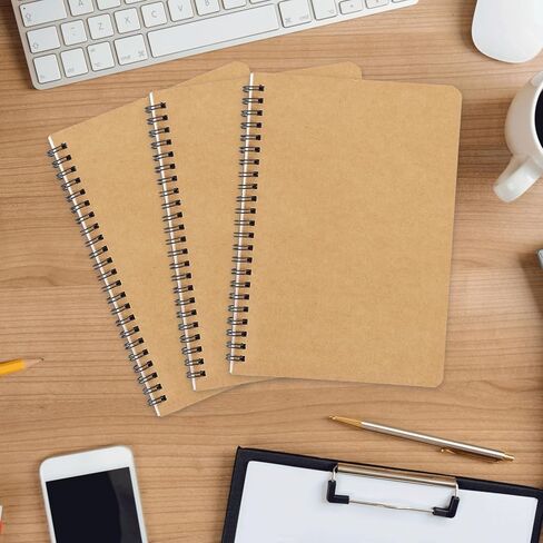 24 Pack A5 Bulk Spiral Notebooks with Kraft Cover, 8 x 5.9 Inch 120 Pages Spiral Lined Notebook Journal, Ruled Lined Travel Bulk Writing Paper Notebook for School Business Office Supplies in Kuwait