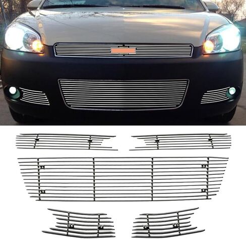 Chrome Upper Bumper Billet Grille Fits 2006-2013 Chevy Impala W/Fog Light Polished Billet Grille Insert Combo in Kuwait