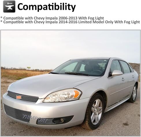Chrome Upper Bumper Billet Grille Fits 2006-2013 Chevy Impala W/Fog Light Polished Billet Grille Insert Combo in Kuwait