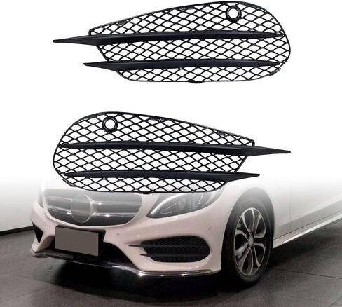Compatible with Mercedes C-Class W205 Sedan C205 Coupe A205 Convertible C180 C200 C250 C300 C43 AMG 2015-2018 Front Lower Bumper Fog Light Grille Mesh Style Cover Grill Insert (Matte Black) in Kuwait