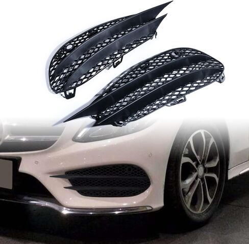 AMOPACORP 2pcs Front Lower Bumper Fog Light Mesh Grille Grill Cover Insert Compatible with 2015-2018 Mercedes W205 C205 A205 C180 C200 C250 C300 C43 AMG (Matte Black) (2058852623 2058854123) in Saudi Arabia