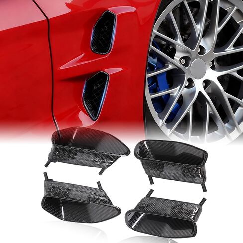 Dry Carbon Fiber Side Fender Air Vent Outlet Compatible with Corvette C6 ZR1 2005-2013 Air Intake Duct Grill Bezel Side Vent Decal Fender Cover C6 Corvette Accessories (Black) in Kuwait