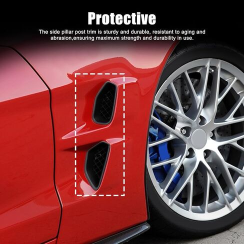 Dry Carbon Fiber Side Fender Air Vent Outlet Compatible with Corvette C6 ZR1 2005-2013 Air Intake Duct Grill Bezel Side Vent Decal Fender Cover C6 Corvette Accessories (Black) in Kuwait