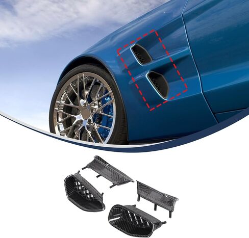 Dry Carbon Fiber Side Fender Air Vent Outlet Compatible with Corvette C6 ZR1 2005-2013 Air Intake Duct Grill Bezel Side Vent Decal Fender Cover C6 Corvette Accessories (Black) in Kuwait