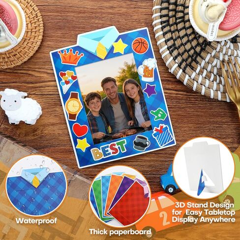 30 عبوة من إطار صورة عيد الأب مع ملصق عيد الأب السعيد DIY Craft Art الآباء إطار صور ورقي هدايا شخصية لتزيين حفلات الأب والأب لصالح أنشطة الألعاب في الفصل الدراسي المنزلي in Kuwait