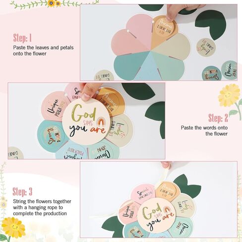 Capoda 28 Sets Sunday School Crafts for Kids God Says You are Sunflower Crafts DIY Christian Religious Sunflower Gifts for Kids Sunday School VBS Classroom Church Activity Supplies (Pastel,Boho) in Saudi Arabia