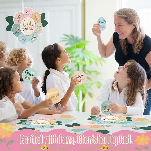 Capoda 28 Sets Sunday School Crafts for Kids God Says You are Sunflower Crafts DIY Christian Religious Sunflower Gifts for Kids Sunday School VBS Classroom Church Activity Supplies (Pastel,Boho) in Saudi Arabia