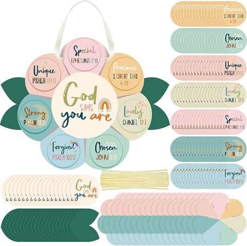 Capoda 28 Sets Sunday School Crafts for Kids God Says You are Sunflower Crafts DIY Christian Religious Sunflower Gifts for Kids Sunday School VBS Classroom Church Activity Supplies (Pastel,Boho) in Saudi Arabia