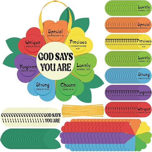 Capoda 28 Sets Sunday School Crafts for Kids God Says You are Sunflower Crafts DIY Christian Religious Sunflower Gifts for Kids Sunday School VBS Classroom Church Activity Supplies (Pastel,Boho) in Saudi Arabia