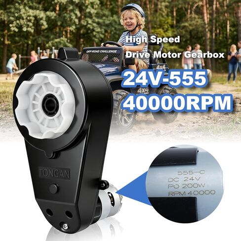 2Pcs 24V RS555 40000RPM Powered Wheels Motor High Speed Ride On Upgrade Motor with Gearbox for 24 Kids Electric Cars Drive Engine in Saudi Arabia