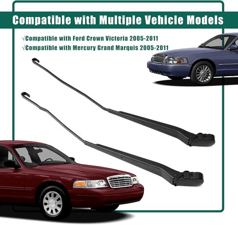 YUXIVCNE زوج واحد 42995 42996 ذراع ممسحة الزجاج الأمامي متوافق مع Ford Crown Victoria بديل لسيارة Mercury Grand Marquis 2005-2010 استبدال 5W7Z17526BA 5W7Z17526AA مجموعة ذراع الممسحة اليسرى واليمنى in Kuwait