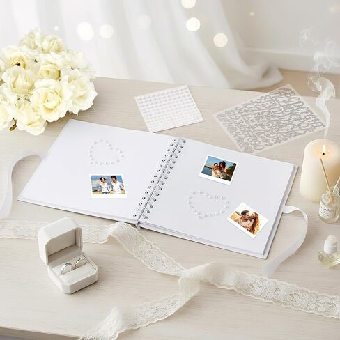 Letters to the Bride Book, Bridal Shower Guest Book Alternative, Wedding Memory Scrapbook Gift for Bride, Advice & Wishes Keepsake Album with Stickers, Roses & Ribbon, 8x8 Inch in Saudi Arabia