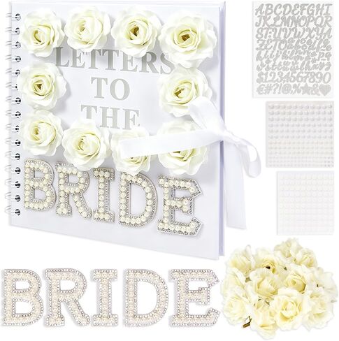 Letters to the Bride Book, Bridal Shower Guest Book Alternative, Wedding Memory Scrapbook Gift for Bride, Advice & Wishes Keepsake Album with Stickers, Roses & Ribbon, 8x8 Inch in Saudi Arabia