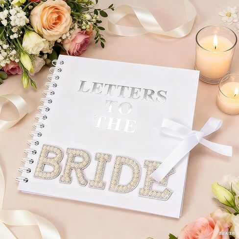 Letters to the Bride Book, Bridal Shower Guest Book Alternative, Wedding Memory Scrapbook Gift for Bride, Advice & Wishes Keepsake Album with Stickers, Roses & Ribbon, 8x8 Inch in Saudi Arabia