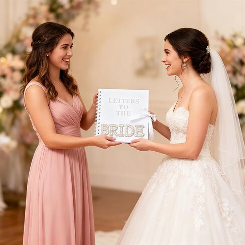 Letters to the Bride Book, Bridal Shower Guest Book Alternative, Wedding Memory Scrapbook Gift for Bride, Advice & Wishes Keepsake Album with Stickers, Roses & Ribbon, 8x8 Inch in Saudi Arabia