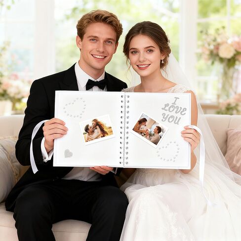 Letters to the Bride Book, Bridal Shower Guest Book Alternative, Wedding Memory Scrapbook Gift for Bride, Advice & Wishes Keepsake Album with Stickers, Roses & Ribbon, 8x8 Inch in Saudi Arabia