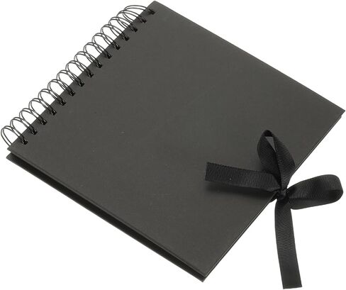 PATIKIL Scrapbook Photo Albums, 8x8 Inch 40 Pages Hardcover Scrapbooking Book DIY Album Supplies with Ribbon for Gift Memory Book Wedding Anniversary, Black, 1 Pcs in Kuwait