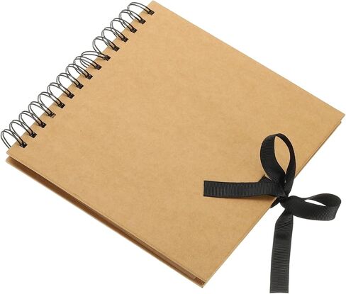 PATIKIL Scrapbook Photo Albums, 8x8 Inch 40 Pages Hardcover Scrapbooking Book DIY Album Supplies with Ribbon for Gift Memory Book Wedding Anniversary, Black, 1 Pcs in Kuwait