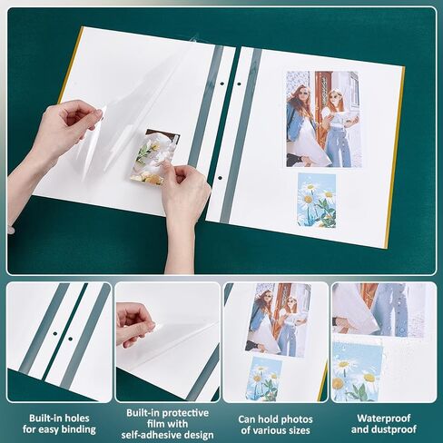 BENECREAT 15 Pack White Self Adhesive Photo Album Pages, 12.4x10.6 Inch Large Size Scrapbook Refill with Pre Drilled Holes for Wedding Memory Books and Photo Display in Kuwait
