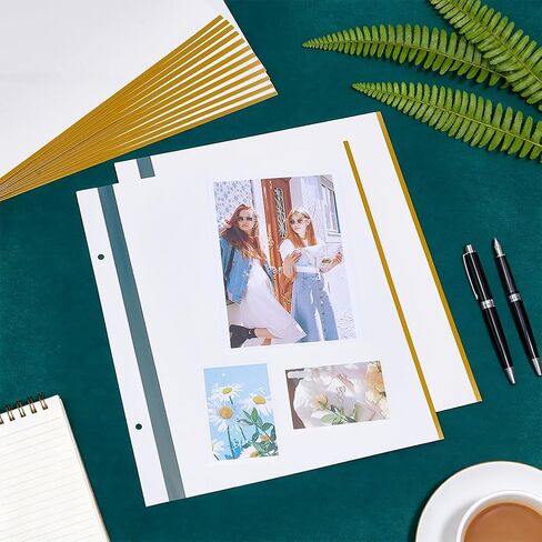 BENECREAT 15 Pack White Self Adhesive Photo Album Pages, 12.4x10.6 Inch Large Size Scrapbook Refill with Pre Drilled Holes for Wedding Memory Books and Photo Display in Kuwait