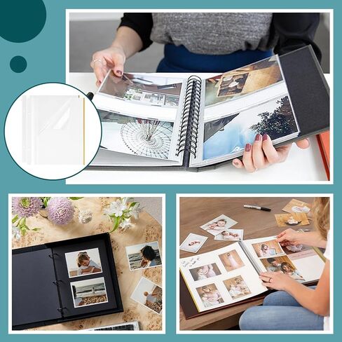 BENECREAT 15 Pack White Self Adhesive Photo Album Pages, 12.4x10.6 Inch Large Size Scrapbook Refill with Pre Drilled Holes for Wedding Memory Books and Photo Display in Kuwait