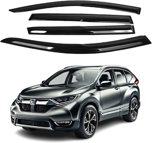 يصلح لهوندا CR-V(CRV) 2017 2018 2019 2020 2021 2022 ؛ حاجب نافذة من الدخان من Premier مزود بشريط للحماية من أشعة الشمس والمطر وحاجب النافذة الجانبي، 4 قطع بسُمك 2 مم in Kuwait