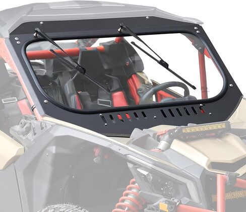 زجاج أمامي متوافق مع Can-Am Maverick X3 2017–2025، زجاج أمان مصفح مقاس 8 مم معتمد من وزارة النقل، وضوح مقاوم للخدش مع مساحات يدوية مزدوجة وفتحات انزلاقية قابلة للتعديل in Kuwait