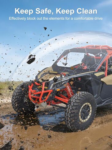 زجاج أمامي متوافق مع Can-Am Maverick X3 2017–2025، زجاج أمان مصفح مقاس 8 مم معتمد من وزارة النقل، وضوح مقاوم للخدش مع مساحات يدوية مزدوجة وفتحات انزلاقية قابلة للتعديل in Kuwait